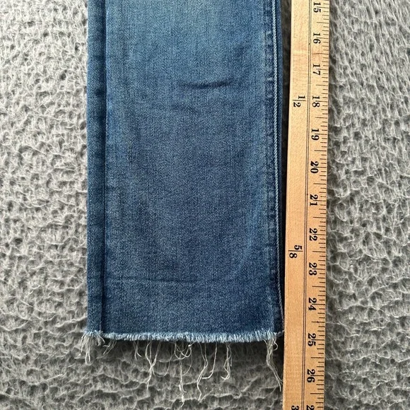 MOTHER Mid-Blue Frayed Hem Ankle Jeans - Picture 9 of 15